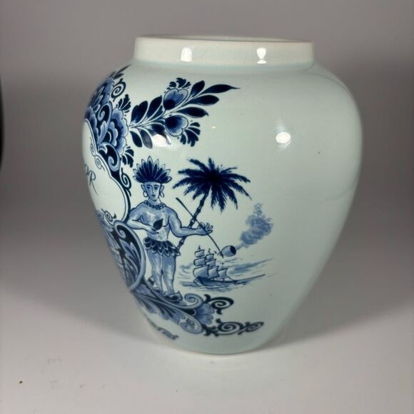 Delft Caribbean Islanders Smoking Tobacco Jar Made by OUD in Holland No Lid - Picture 2 of 7